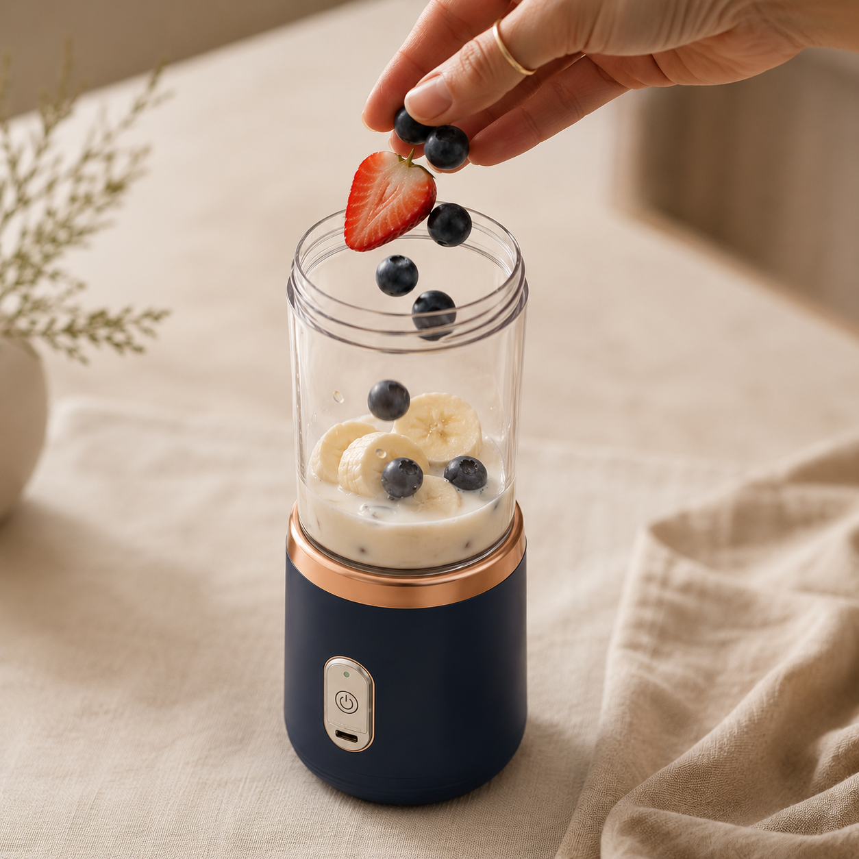 Filling the WHRL with fresh fruit and oat milk